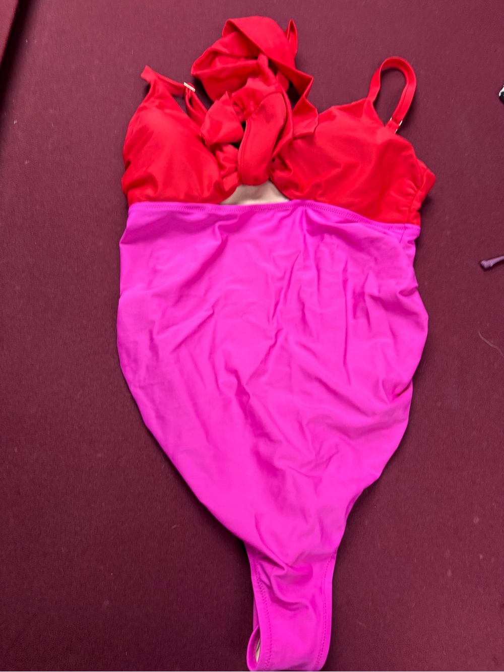 Motherhood Maternity Red and Pink Colorblock One-Piece Swimsuit